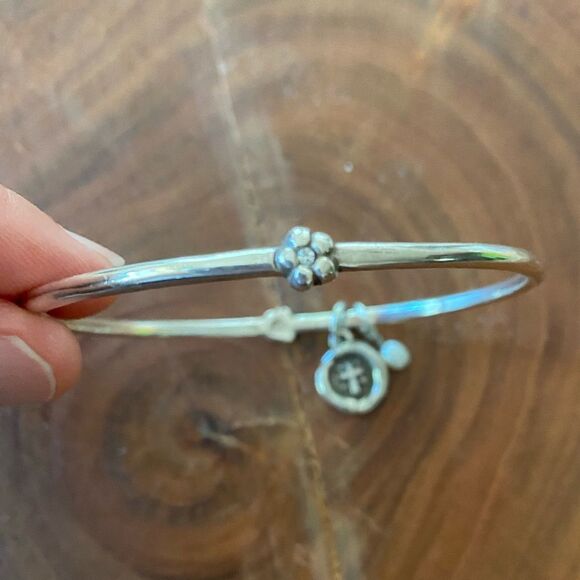 BRIGHTON Faith silver dangle charm bangle bracelet - Picture 4 of 6